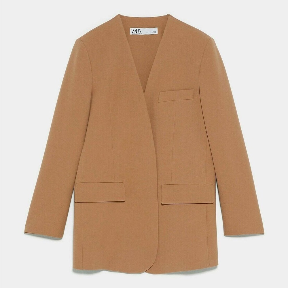 ZARA Limited Edition Camel Blazer Jacket with Flap Pockets – Size S - Picture 7 of 8